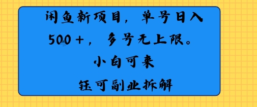 闲鱼玩法单号日收入5张+ 多号无上限 操作简单几乎零门槛-共项网