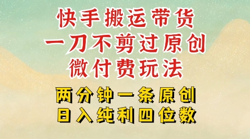 快手黑科技搬运带货，一刀不剪过原创，微付费投流玩法，轻松日入四位数，深层揭秘玩法-共项网