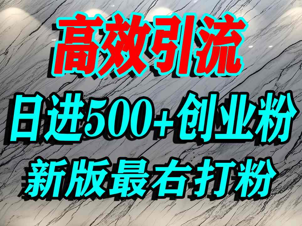 最右打创业粉，百分之九十九同行都不知道的空白蓝海，单人日引500+精准流量-共项网