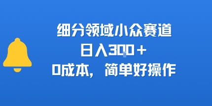细分领域小众赛道，日入3张+，0成本，简单好操作-共项网